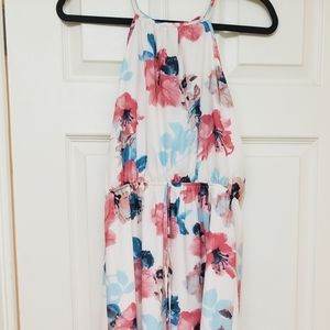 Pink Lily Floral Pink/Blue Maxi Dress